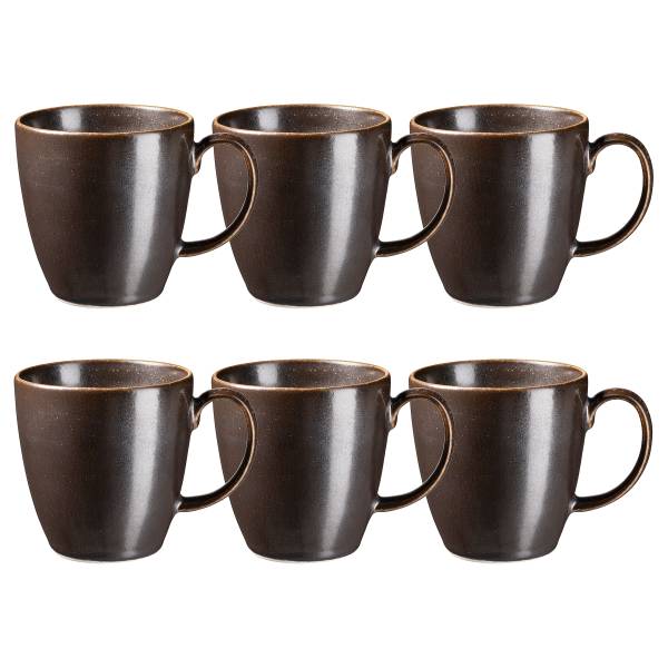 Kaffeetassen Powerful 6er-Set - Porzellan - Schwarz / Braun