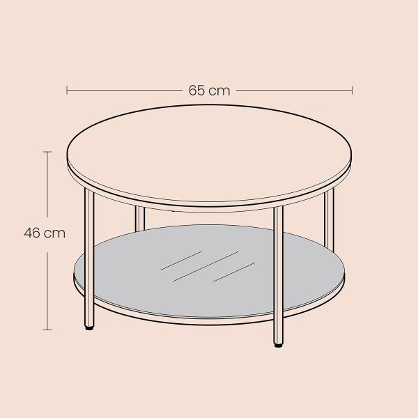 Couchtisch Chongu - Marmor Weiß Dekor / Schwarz - Durchmesser: 65 cm