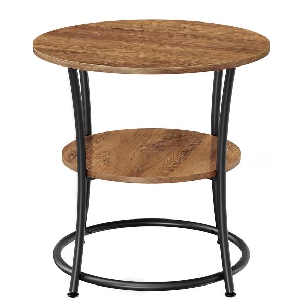 Beistelltisch Niolon - rund - Vintagebraun / Schwarz