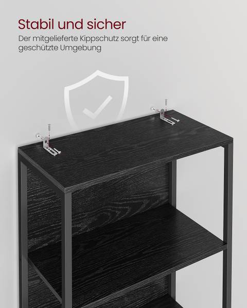 Beleuchtetes Regal Achwia - Eiche Schwarz Dekor / Schwarz - Breite: 60 cm