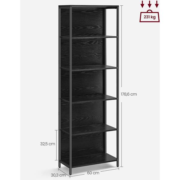 Beleuchtetes Regal Achwia - Eiche Schwarz Dekor / Schwarz - Breite: 60 cm