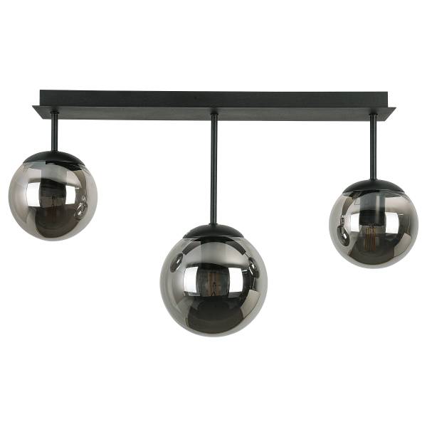 Deckenleuchte Vici - Eisen / Rauchglas - Schwarz
