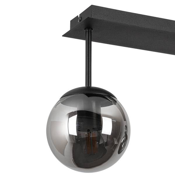 Deckenleuchte Vici - Eisen / Rauchglas - Schwarz
