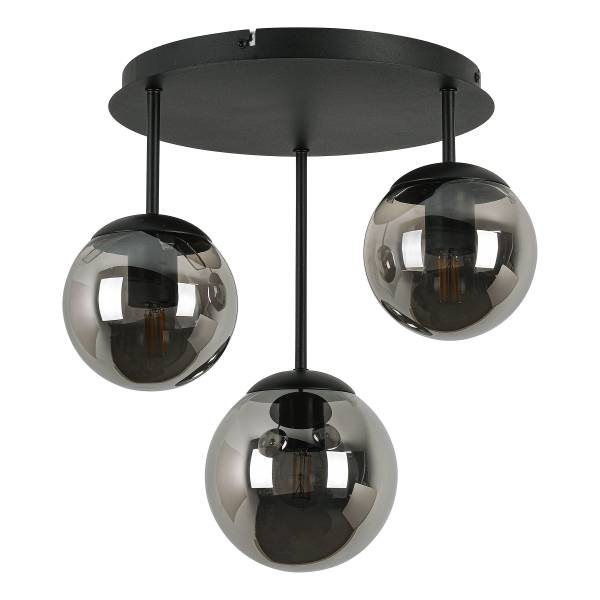 Deckenleuchte Susi - Eisen / Rauchglas - Schwarz
