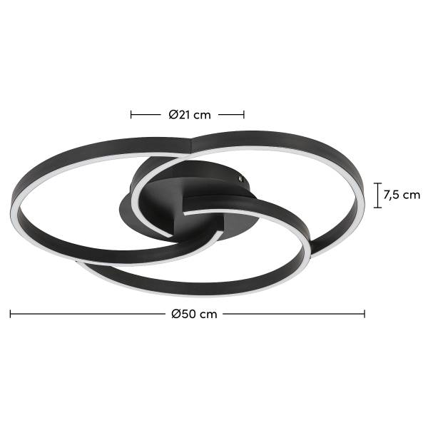 LED-Deckenleuchte Kerstin - Aluminium - Schwarz
