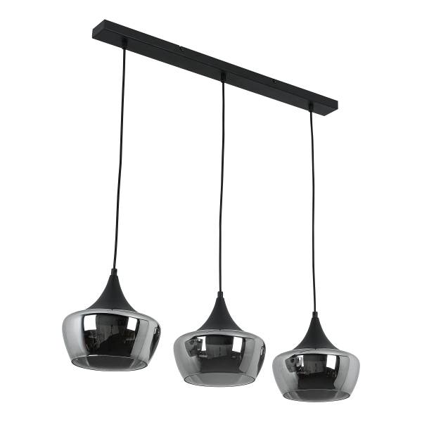 Pendelleuchte Oli - Eisen / Rauchglas - Schwarz - Flammenanzahl: 3