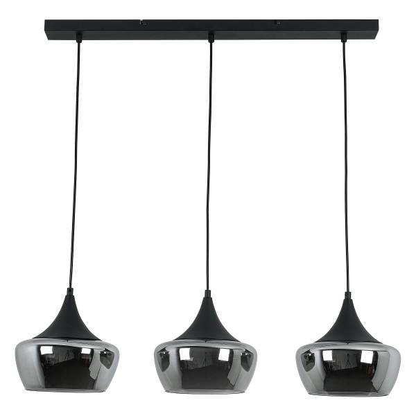 Pendelleuchte Oli - Eisen / Rauchglas - Schwarz - Flammenanzahl: 3