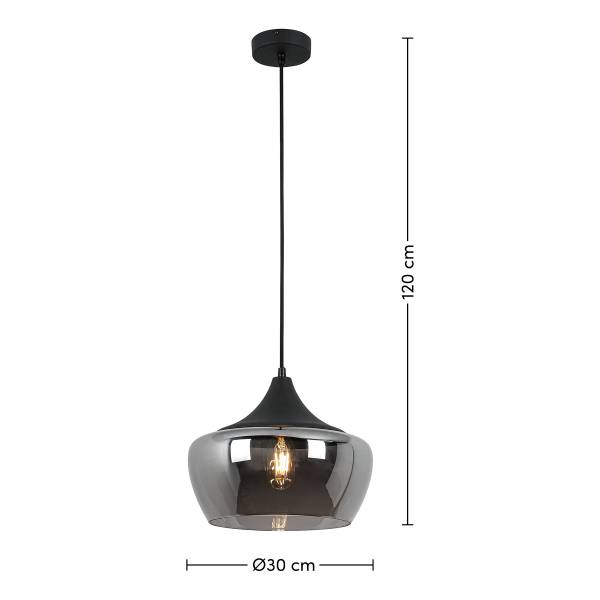 Pendelleuchte Oli - Eisen / Rauchglas - Schwarz - Flammenanzahl: 1