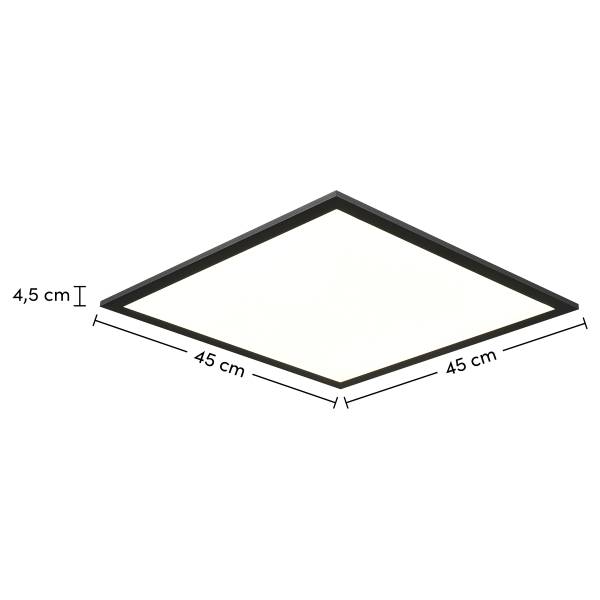 LED-Deckenleuchte Flight - Aluminium - Schwarz - 45 x 45 cm