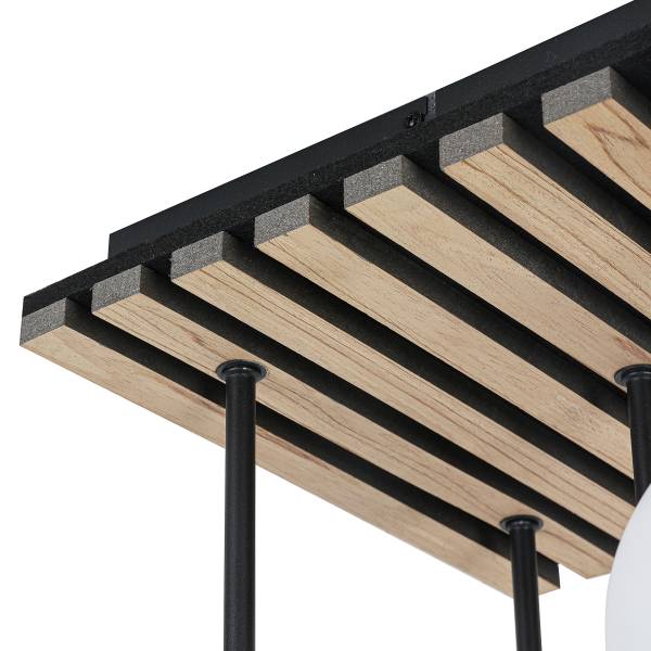 Deckenleuchte Taira - Eisen / Satiniertes Glas - Schwarz
