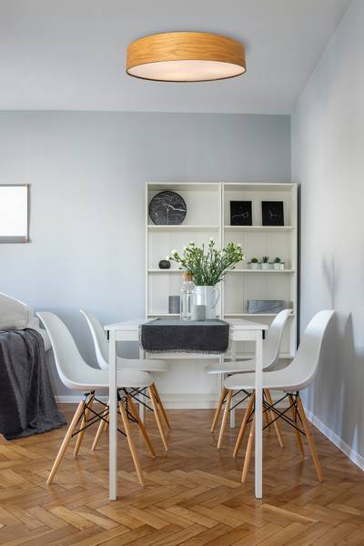 LED-Deckenleuchte Nottingham - Eisen - Weiß / Holzoptik