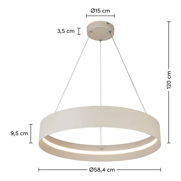 LED-Pendelleuchte Teresa - Eisen - Beige