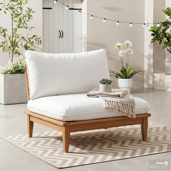Modul-Loungesessel Livaro - Akazie massiv / Webstoff - Akazie Braun / Creme