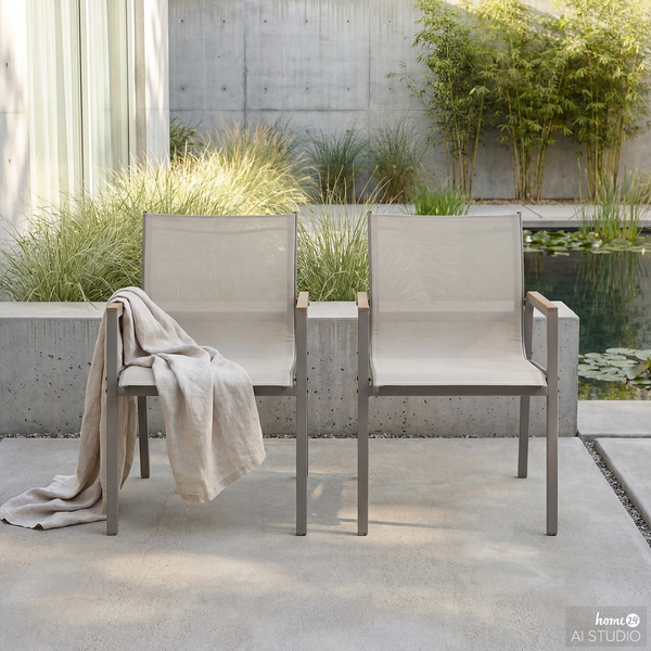Gartenstuhl Alora 2er-Set - Stahl / Olefin - Taupe
