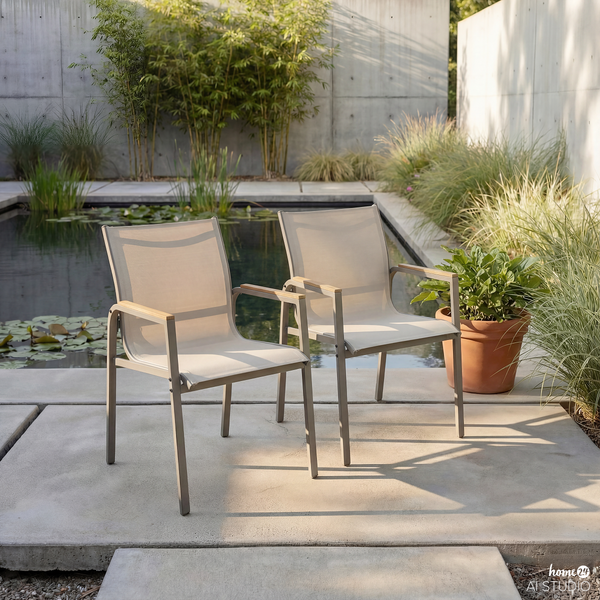 Gartenstuhl Alora 2er-Set - Stahl / Olefin - Taupe