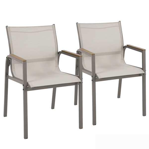 Gartenstuhl Alora 2er-Set - Stahl / Olefin - Taupe