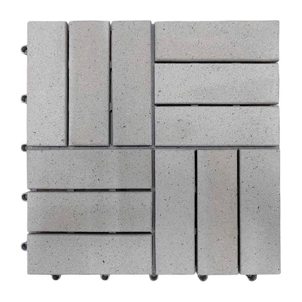 33er-Set Terrassenfliese Granyo 30x30 cm - Granitoptik - Akazie massiv / Polypropylene - Hellgrau