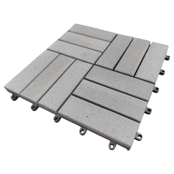 33er-Set Terrassenfliese Granyo 30x30 cm - Granitoptik - Akazie massiv / Polypropylene - Hellgrau