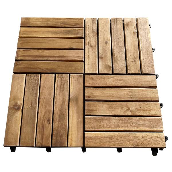 6er-Set Terrassenfliese Granyo 50x50 cm - Akazie massiv / Polypropylene - Braun