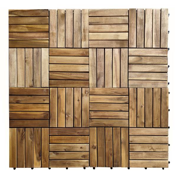 6er-Set Terrassenfliese Granyo 50x50 cm - Akazie massiv / Polypropylene - Braun