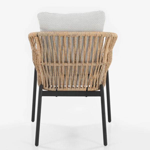 Gartenstuhl Ruvo 2er-Set - Polyrattan / Webstoff - Braun / Grau