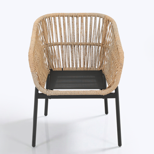 Gartenstuhl Ruvo 2er-Set - Polyrattan / Webstoff - Braun / Grau