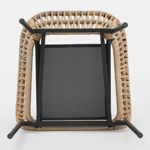 Gartenstuhl Ruvo 2er-Set - Polyrattan / Webstoff - Braun / Grau