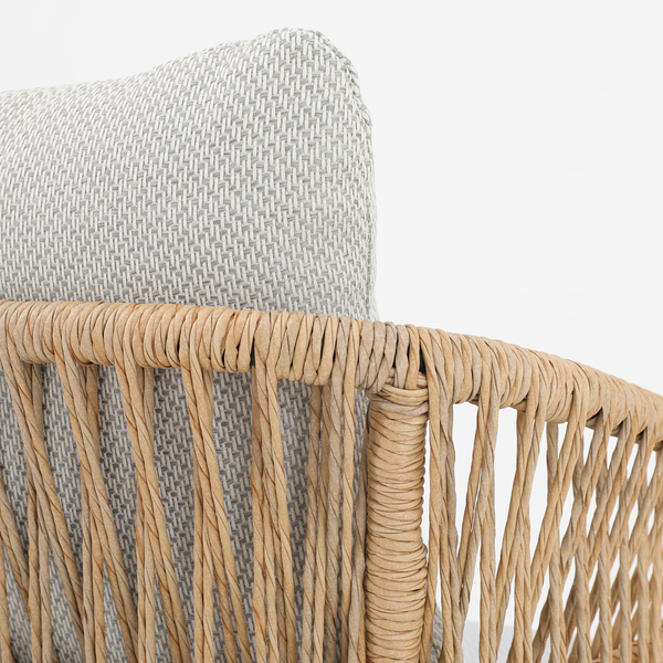 Gartenstuhl Ruvo 2er-Set - Polyrattan / Webstoff - Braun / Grau