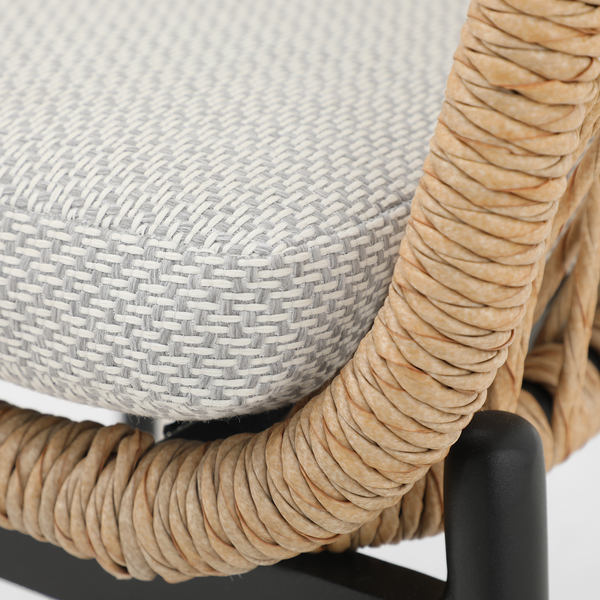 Gartenstuhl Ruvo 2er-Set - Polyrattan / Webstoff - Braun / Grau