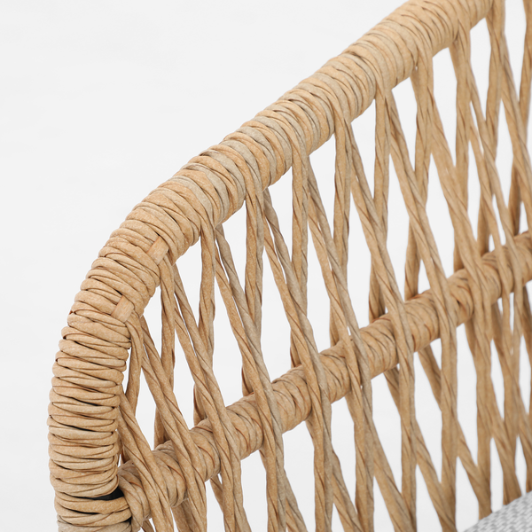Gartenstuhl Ruvo 2er-Set - Polyrattan / Webstoff - Braun / Grau