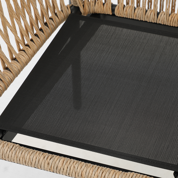 Gartenstuhl Ruvo 2er-Set - Polyrattan / Webstoff - Braun / Grau