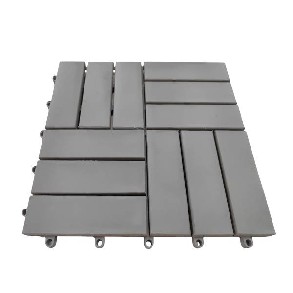 33er-Set Terrassenfliese Granyo 30x30 cm - Betonoptik - Akazie massiv / Polypropylene - Grau