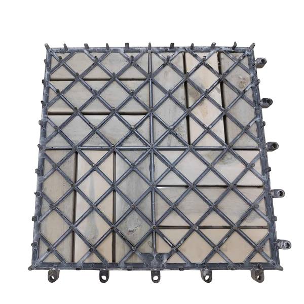 33er-Set Terrassenfliese Granyo 30x30 cm - Betonoptik - Akazie massiv / Polypropylene - Grau