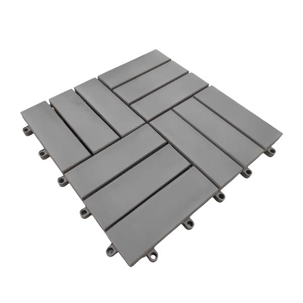 33er-Set Terrassenfliese Granyo 30x30 cm - Betonoptik - Akazie massiv / Polypropylene - Grau