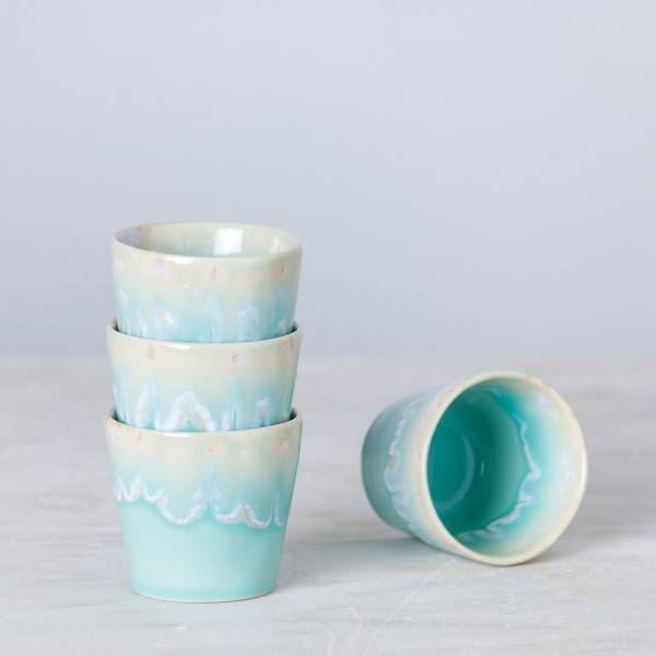 Kaffeebecher Grespresso 6er Set - Steinzeug - Aqua