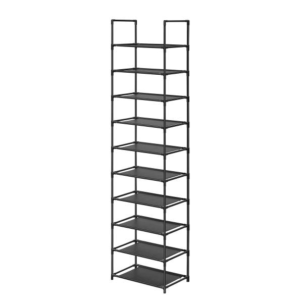 Schuhregal Bonomi - Flachgewebe / Metall - Schwarz - 45 x 173 cm