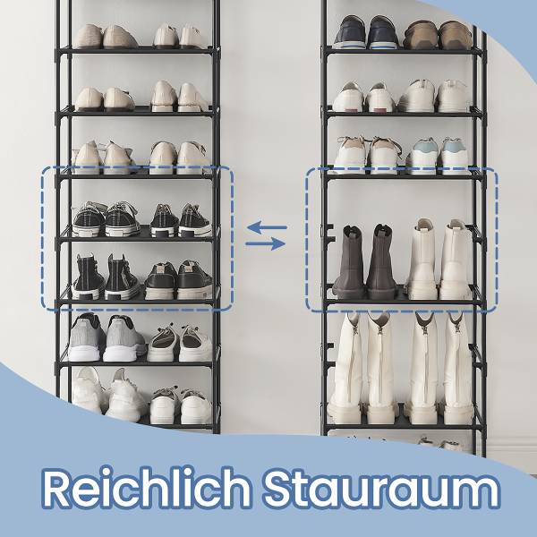 Schuhregal Bonomi - Flachgewebe / Metall - Schwarz - 45 x 173 cm