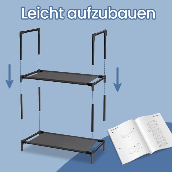 Schuhregal Bonomi - Flachgewebe / Metall - Schwarz - 45 x 173 cm