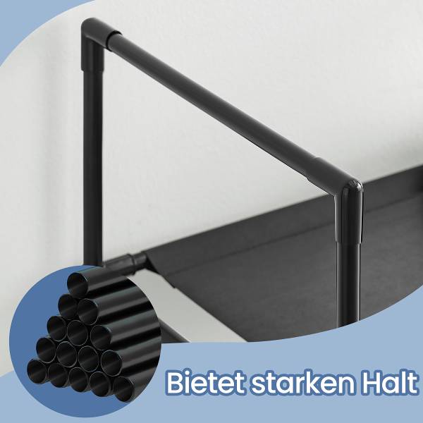 Schuhregal Bonomi - Flachgewebe / Metall - Schwarz - 45 x 173 cm