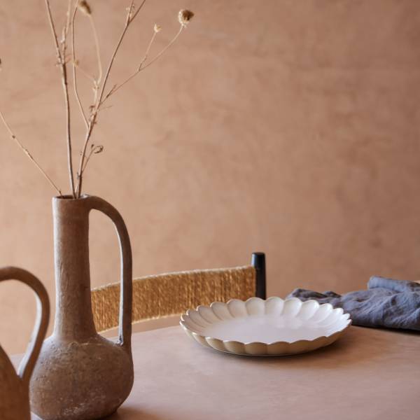 Speiseteller Marrakesh - Steinzeug - Beige / Weiß - Durchmesser: 28 cm