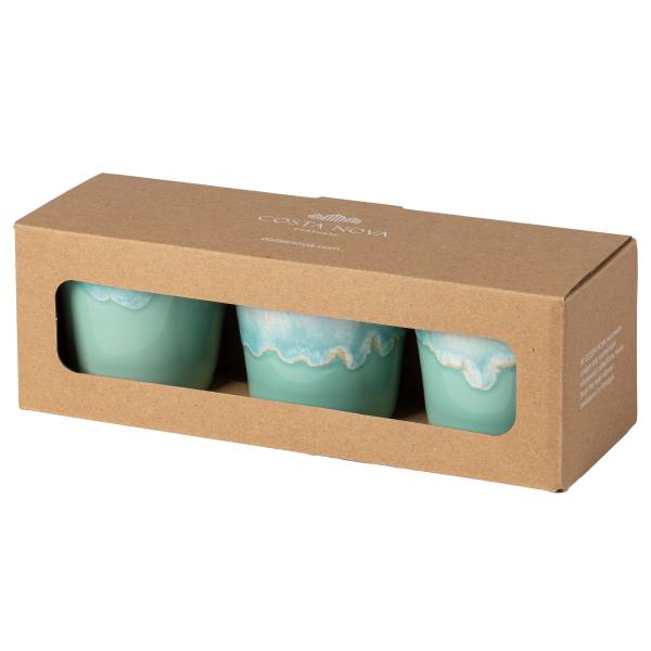 Kaffeebecher Grespresso Box 3er Set - Steinzeug - Aqua