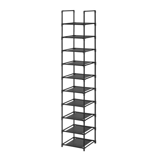Schuhregal Bonomi - Flachgewebe / Metall - Schwarz - 33 x 173 cm