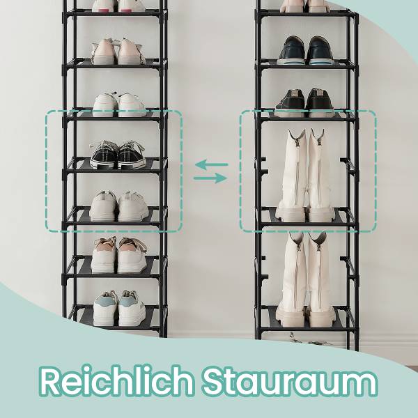Schuhregal Bonomi - Flachgewebe / Metall - Schwarz - 33 x 173 cm