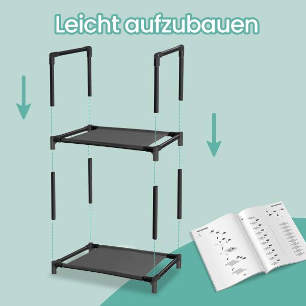 Schuhregal Bonomi - Flachgewebe / Metall - Schwarz - 33 x 173 cm