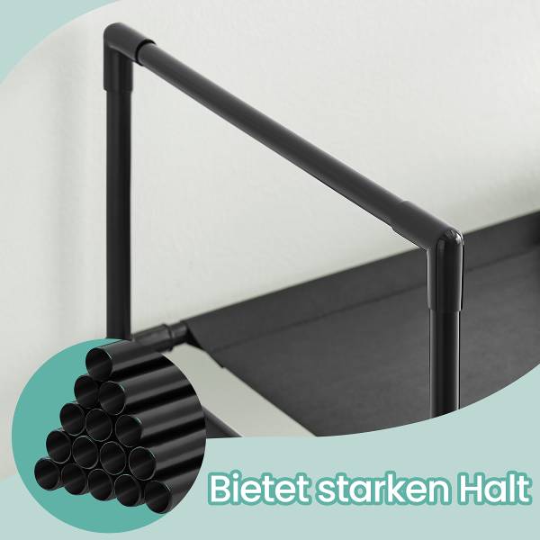 Schuhregal Bonomi - Flachgewebe / Metall - Schwarz - 33 x 173 cm