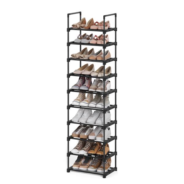 Schuhregal Ganmao - Höhe 174 cm - Metall - Schwarz