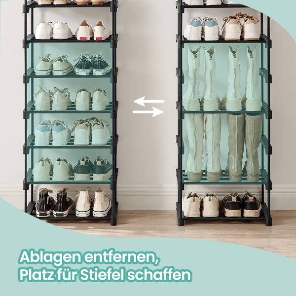 Schuhregal Ganmao - Höhe 174 cm - Metall - Schwarz