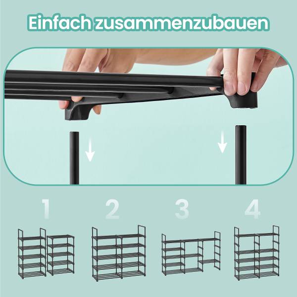 Schuhregal Ganmao - Höhe 174 cm - Metall - Schwarz