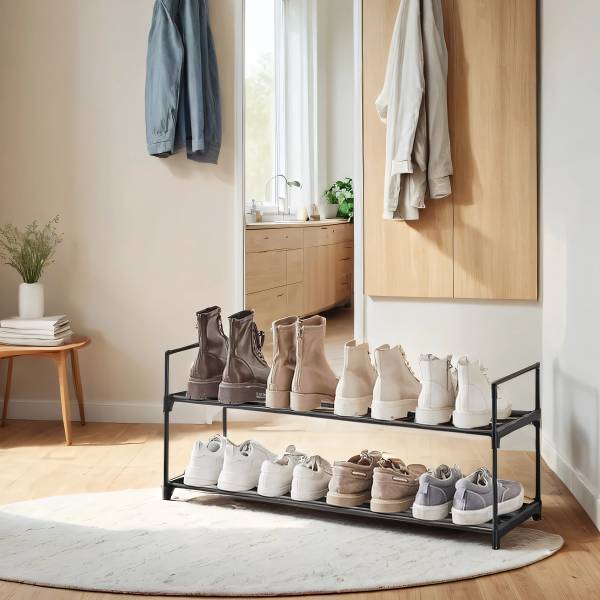 Schuhregal Hendren II - Metall - Schwarz - Höhe: 34 cm