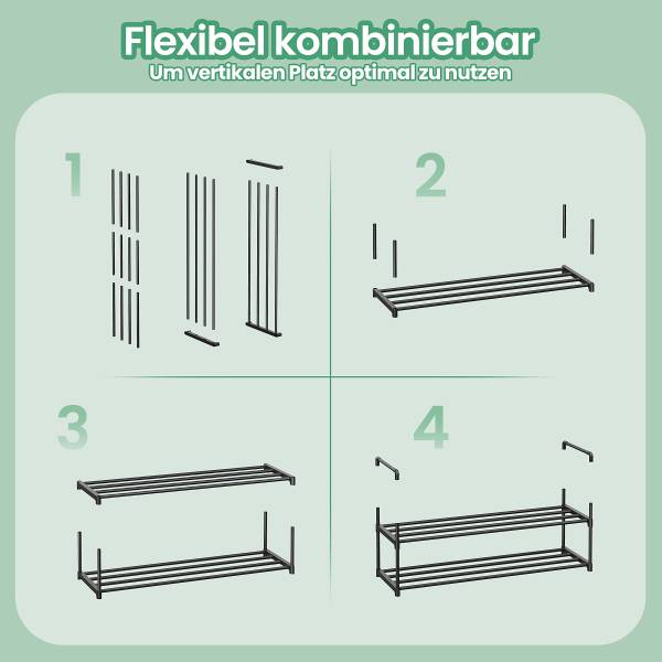 Schuhregal Hendren II - Metall - Schwarz - Höhe: 34 cm